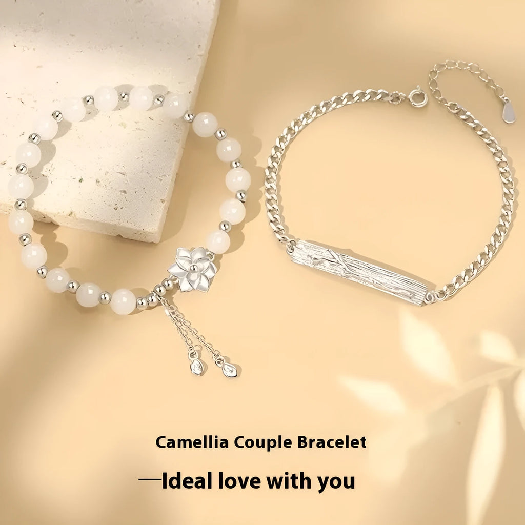 New Chinese style couple's resin bracelet with camellia lotus peach blossom floral design
