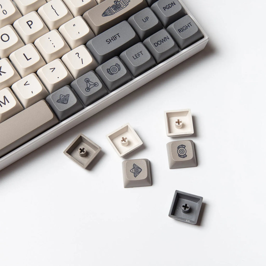 PBT XDA profile custom mechanical keyboard keycap set with 139 pieces showing English and Japanese legend options.