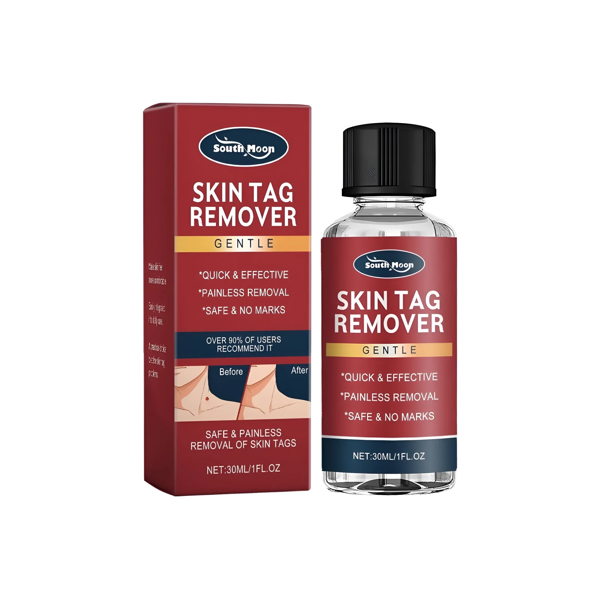 30ml bottle of skin care liquid with tocopherol, mint leaf, and aloe leaf ingredients