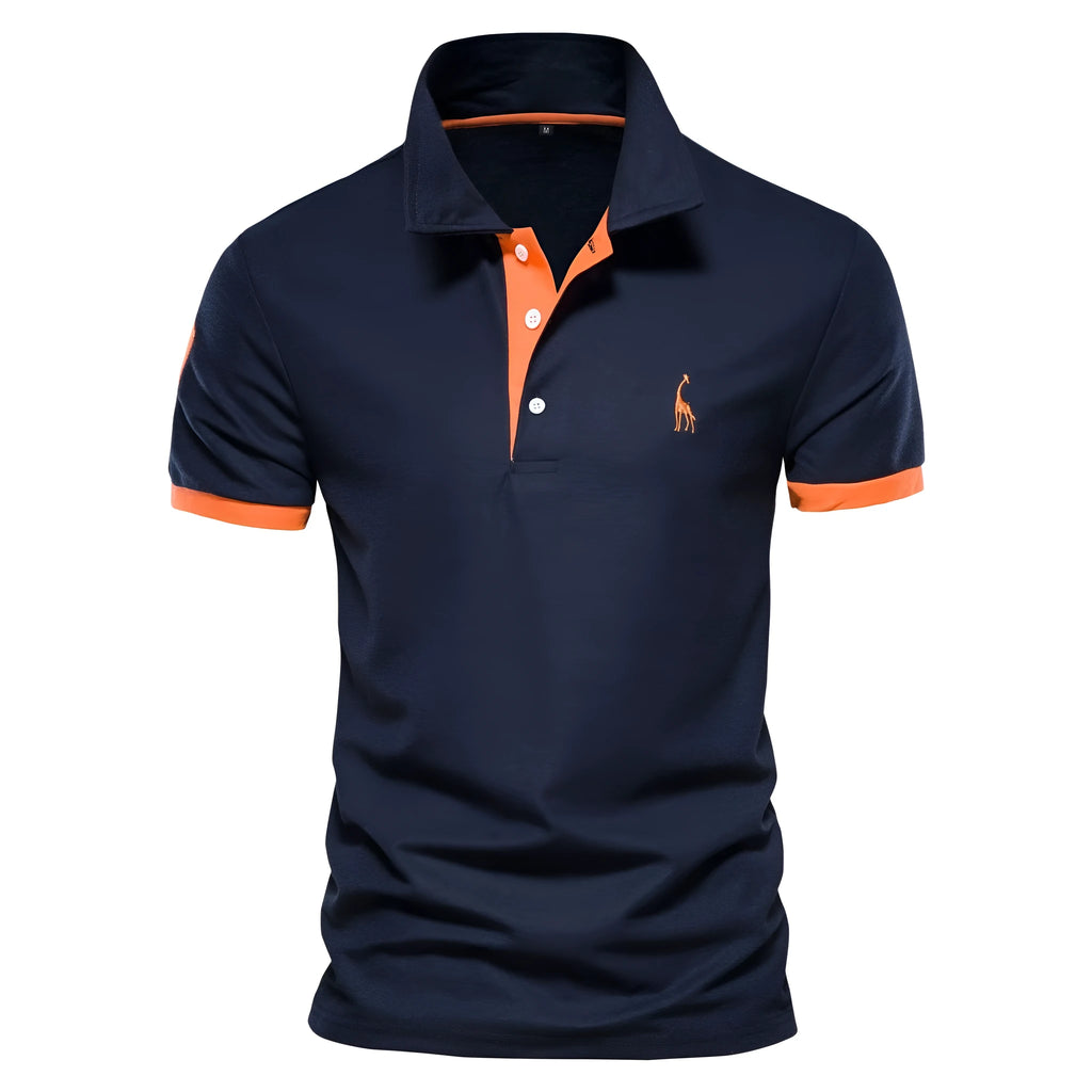 Men's slim fit white T-shirt with a detailed embroidered deer design on the chest.