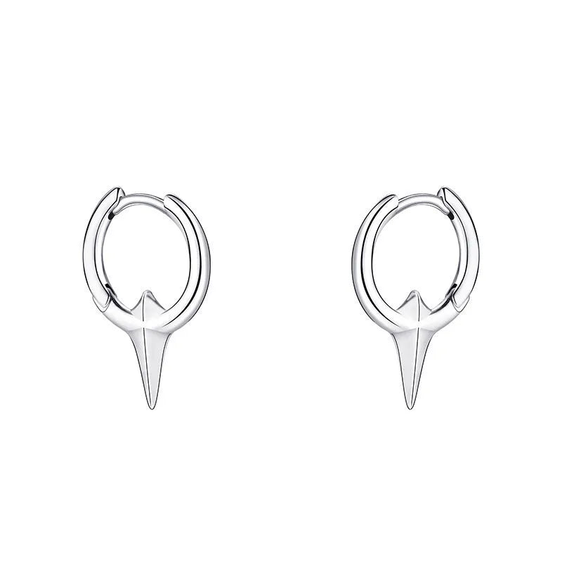 Geometric star-shaped ear clip earrings in platinum colour with copper construction
