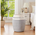 Large cotton thread laundry basket in grass yellow with 39x65x49cm dimensions for home storage