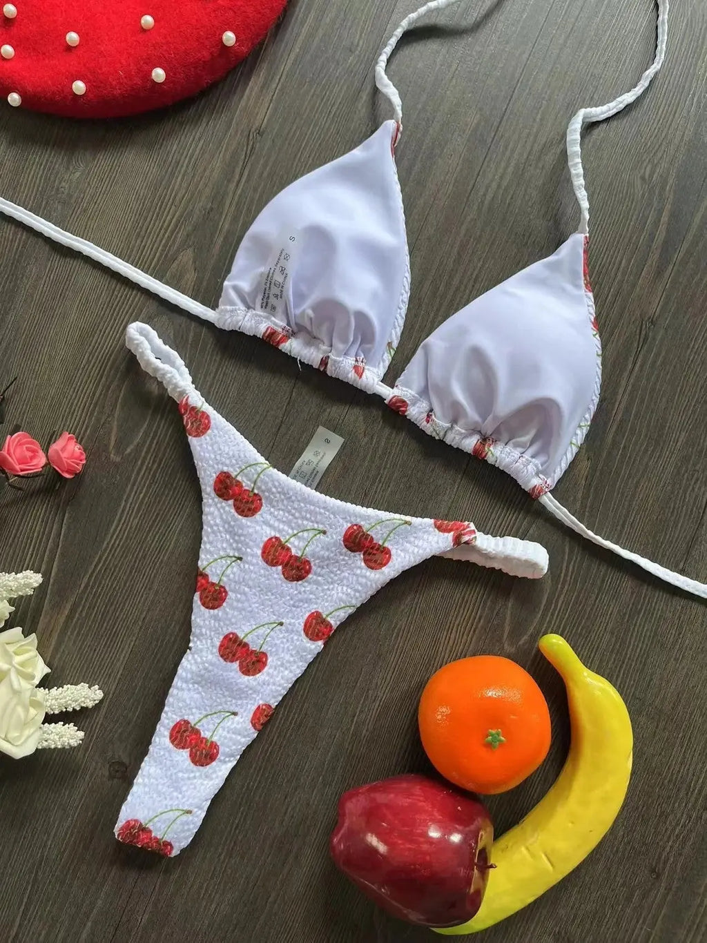 Women's printed bikini swimsuit with cotton lining in briefs style design
