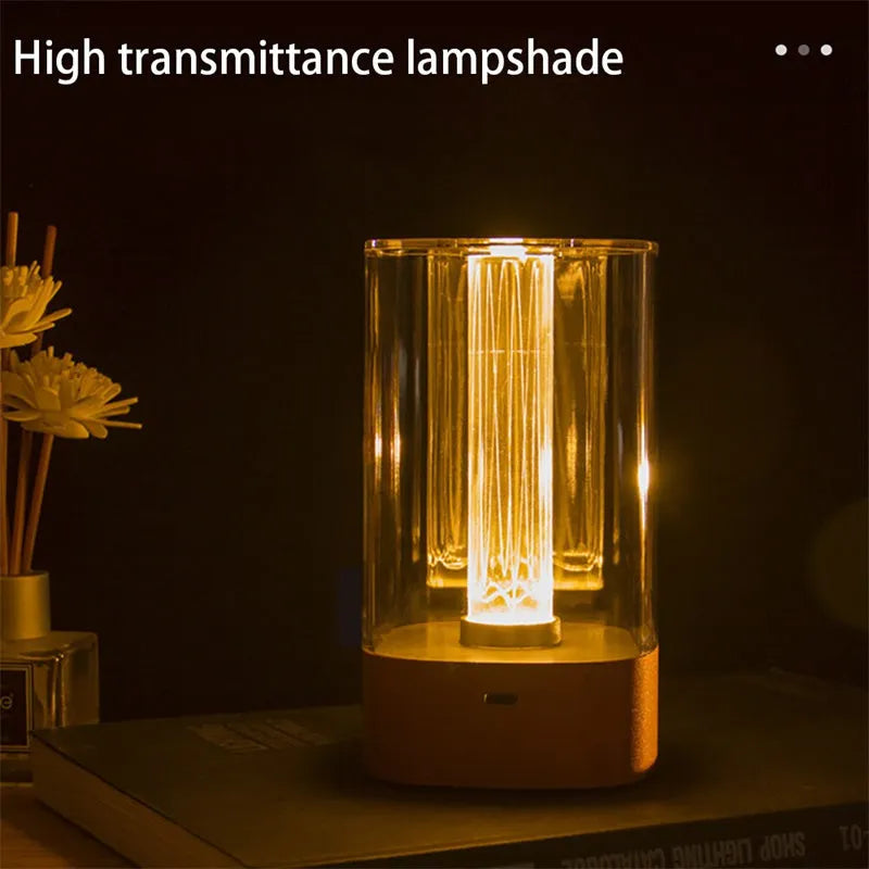 LED touch atmosphere lamp in rose gold with abstract pattern, measuring 88 x 155 mm