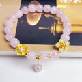 Pink crystal peach blossom NAFU bracelet with manual processing for women