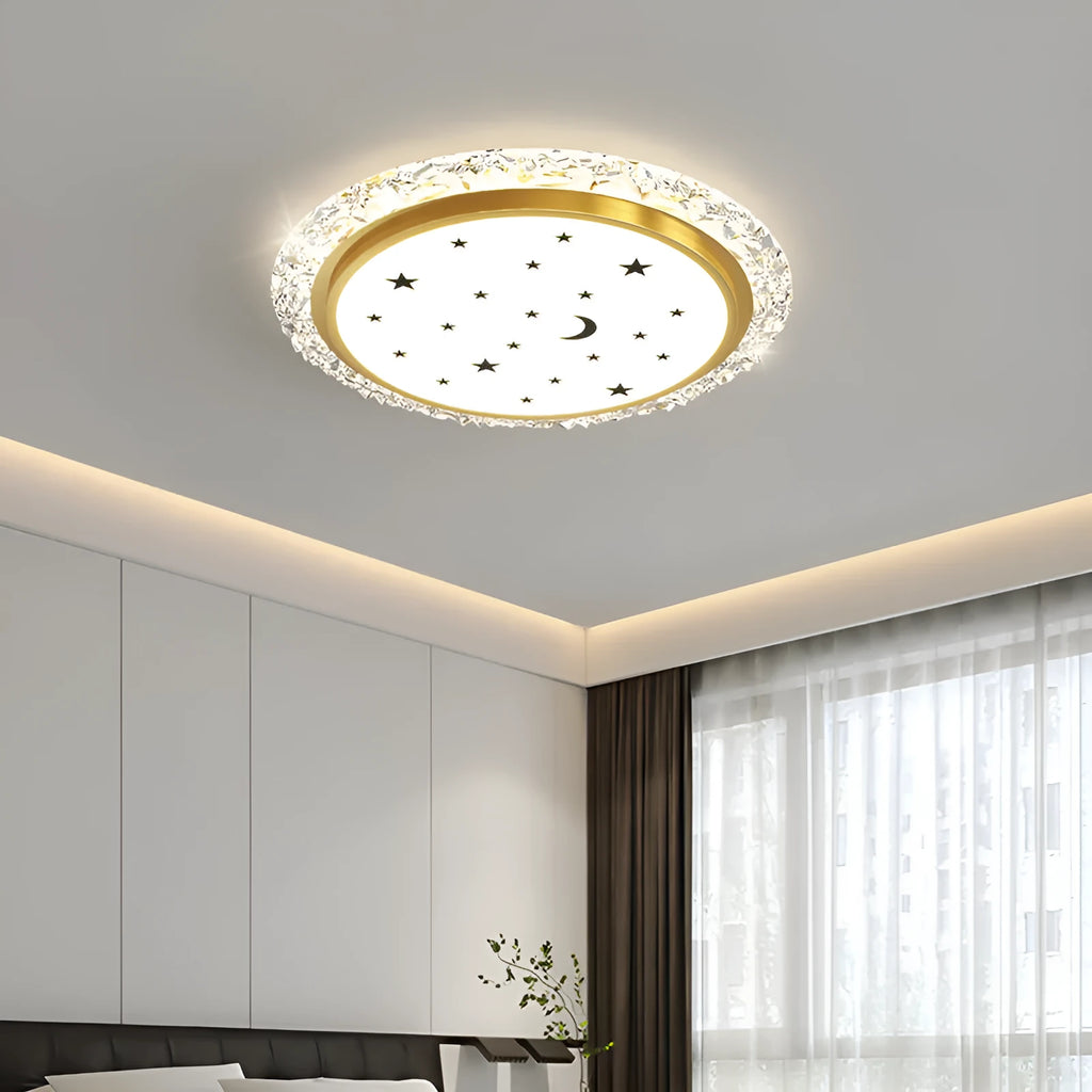 Modern remote control LED ceiling lamp in white or platinum finish