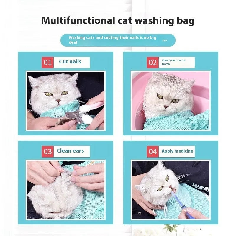 Fifth-generation cat grooming bag with detachable design in grey and white colour