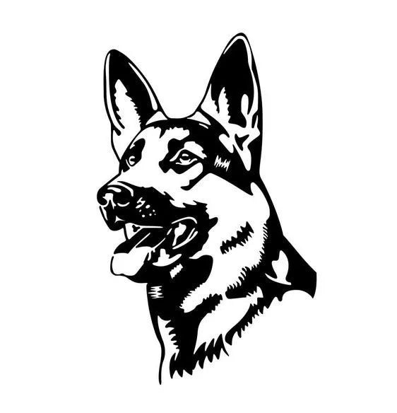 Reflective hunting dog Alsace Shepherd vinyl car sticker in multiple colour options