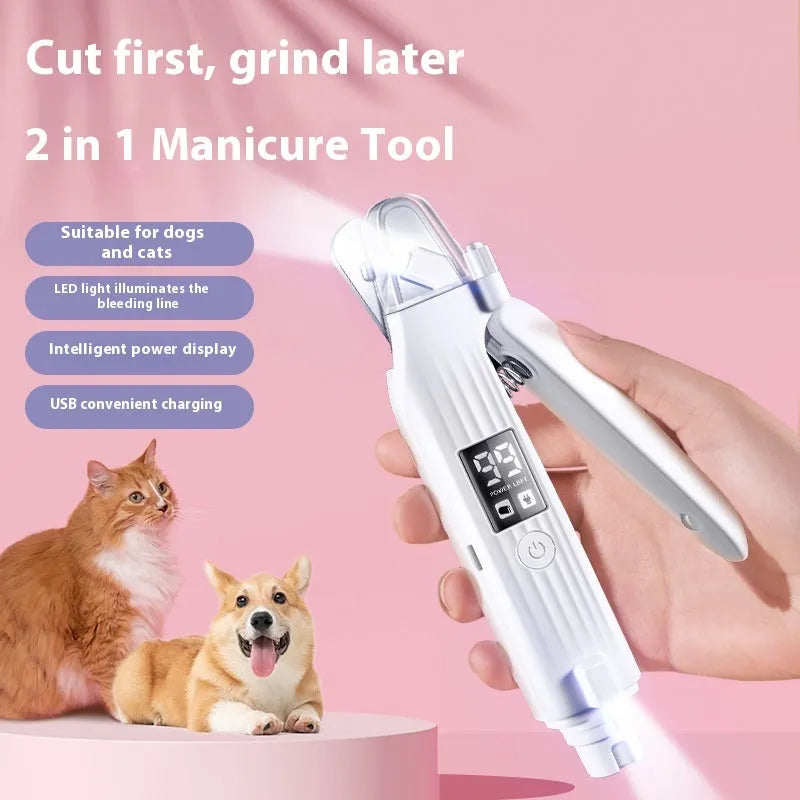 HZ8 White model battery-powered dog nail clippers with integrated piercing device.