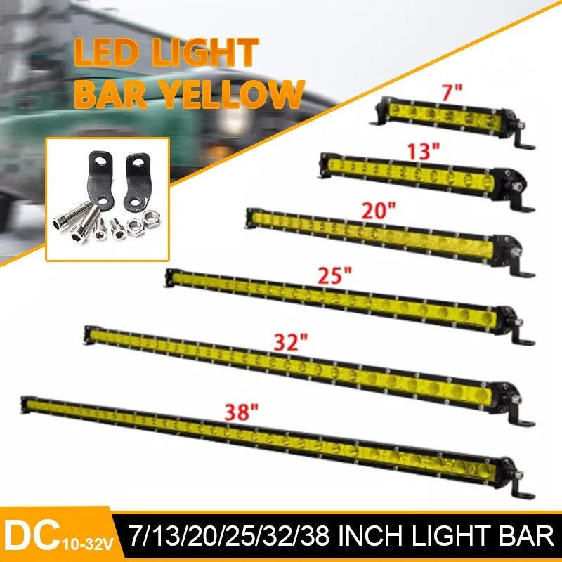 25-inch single row aluminium LED light bar with cool white LEDs and mounting brackets
