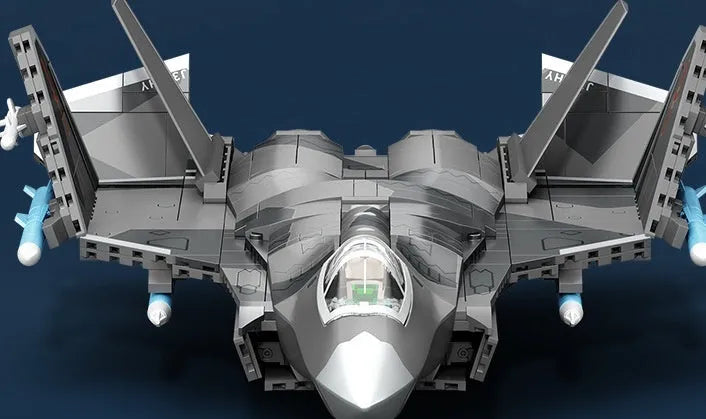 Military shipborne fighter assembly building blocks toy J50 6th generation fighter in colour box