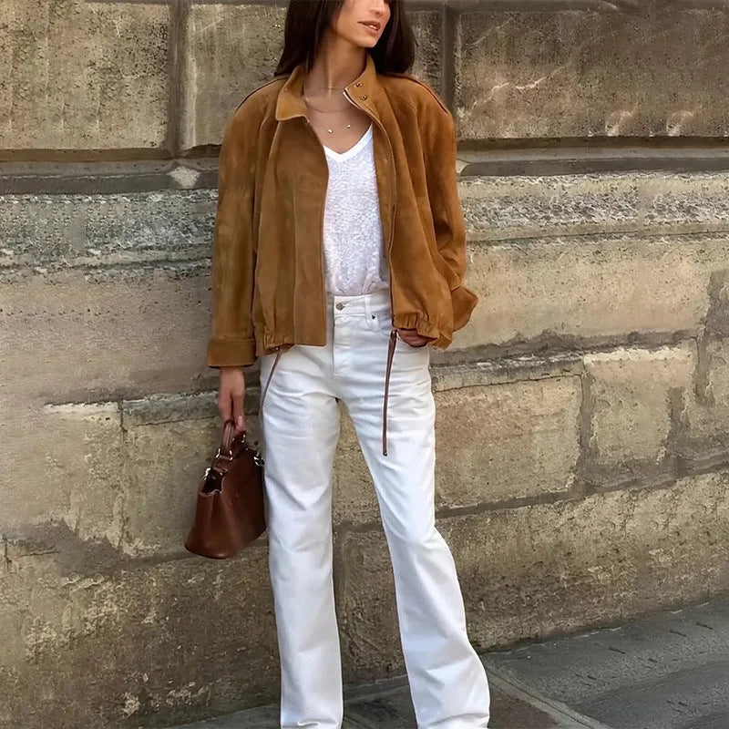 A solid colour loose-fit retro-style polyester jacket for men and women.