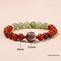 Red rosewood and gray jade Bodhi lotus bracelet with geometric round beads