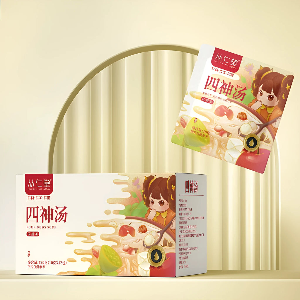 Box of children's spleen strengthening herbal tea with 12 individual 100ml ready-to-drink bags