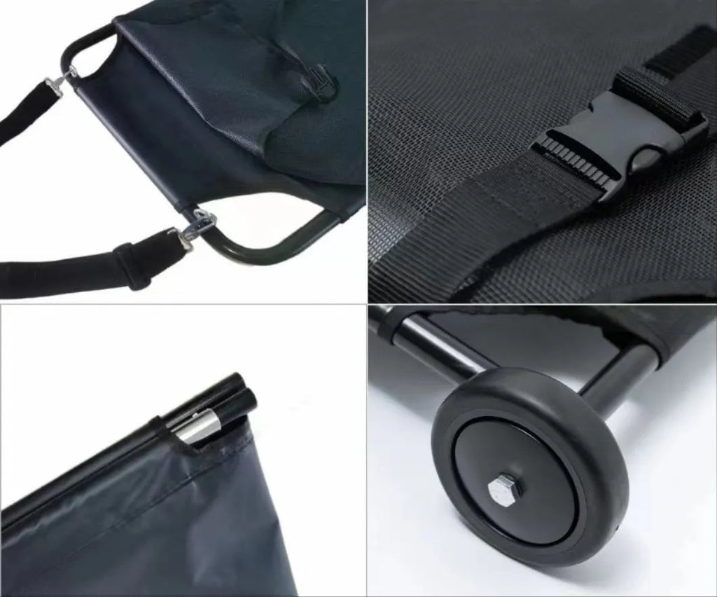 Black foldable aluminium alloy pet stretcher for medium to large dog emergency transport