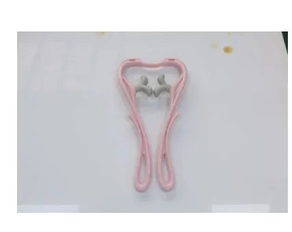 Blue swan-shaped manual neck massager with six wheels and natural jade scraping board on white background