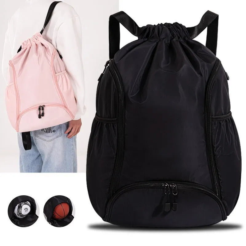 Large capacity cube-style sports backpack drawstring bag in various colours