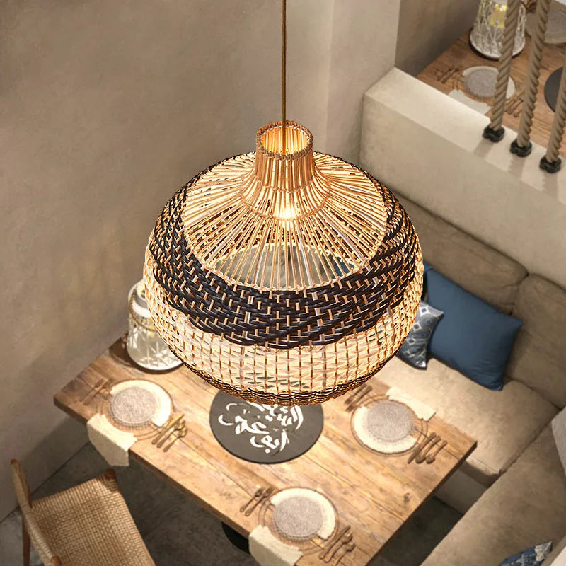 Nordic Scandinavian rattan chandelier with LED light in 50cm diameter size