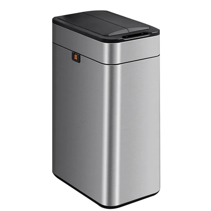 Stainless steel inductive smart trash can with automatic lid opening and square shape