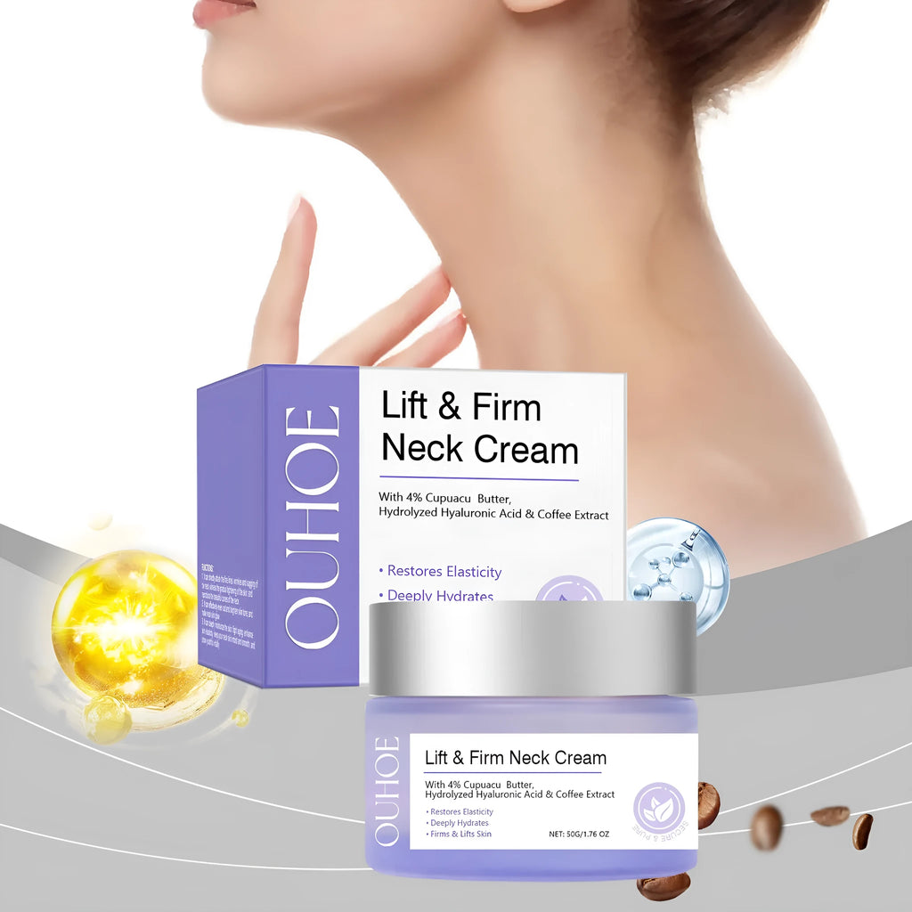 50g neck skin cream jar with hyaluronic acid and coffee extract for moisturising and firming