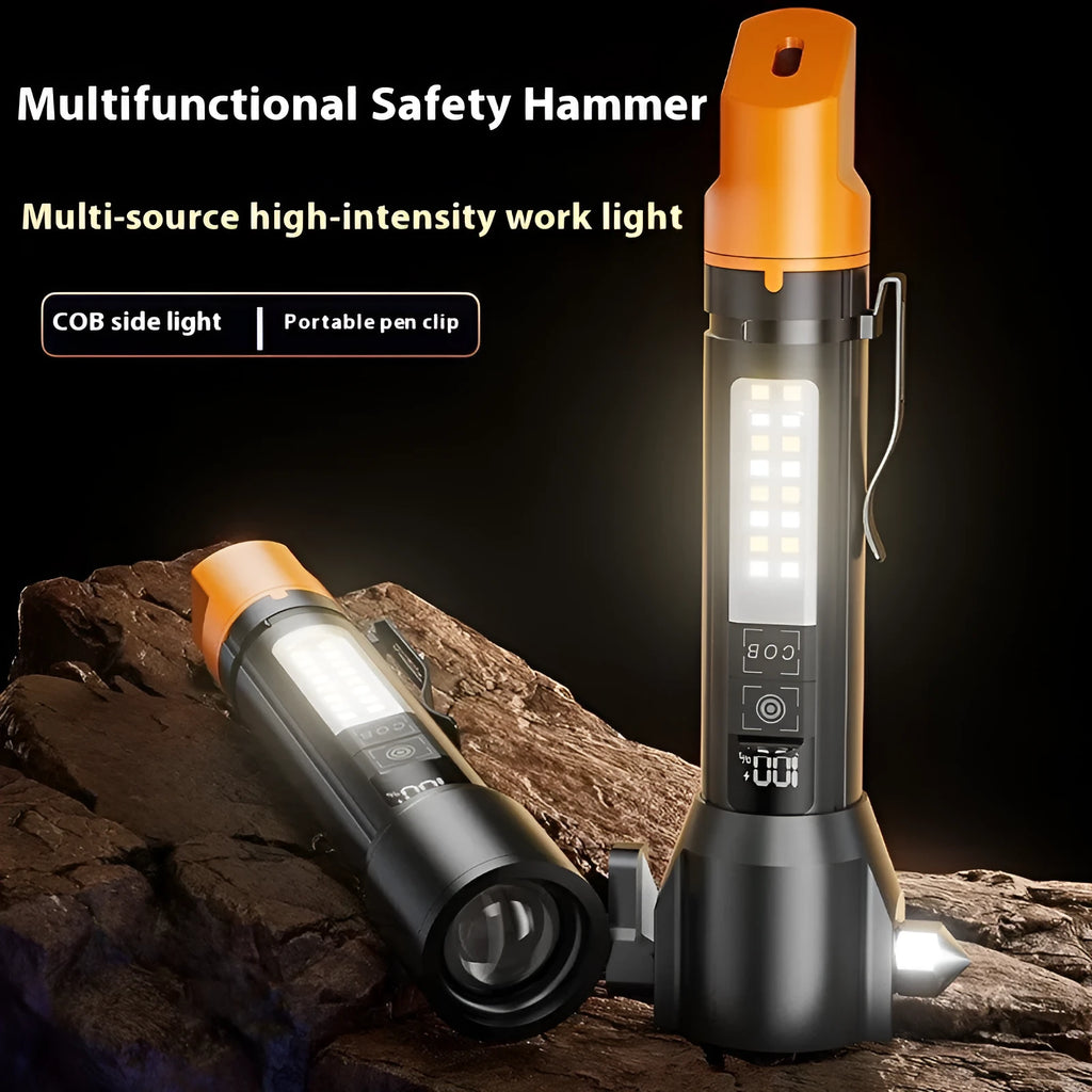 Long-range rechargeable white laser flashlight with red and blue side flash, aluminium alloy body