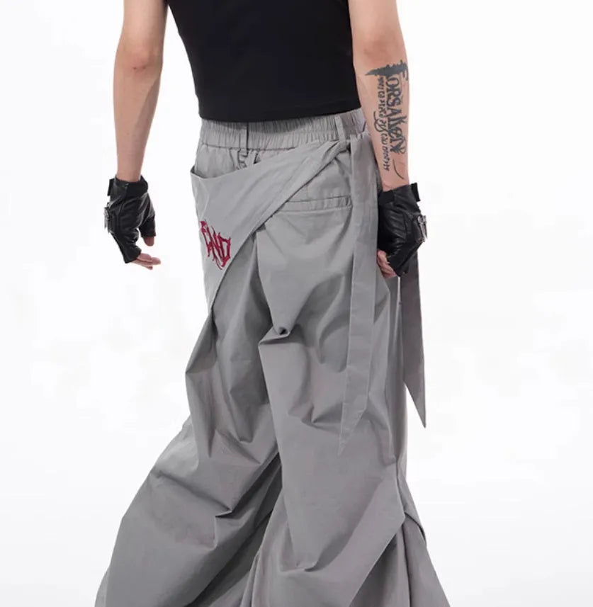 Korean style boys wide-leg trousers in black or grey solid colour