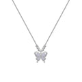Women's square line opal butterfly necklace in 925 silver with a cross chain.