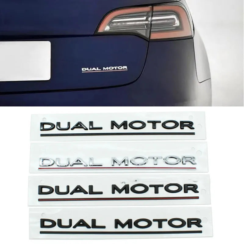 Tesla Model 3 Performance bumper sticker in ABS plastic, 19 cm by 3 cm, showing matte black colour option.
