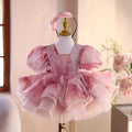 Pink princess children's dress for wedding piano performance 80-150cm height