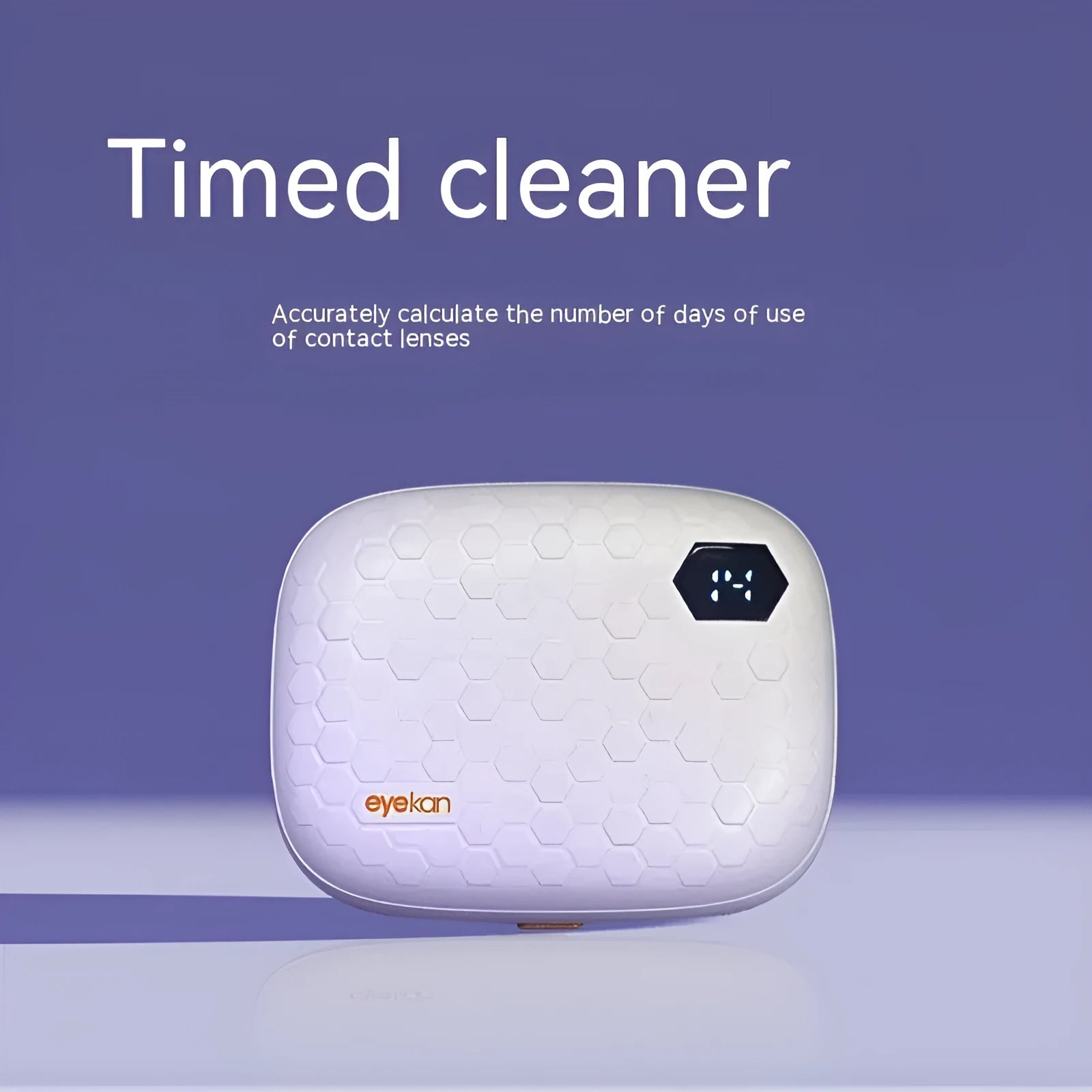 Pearl white automatic ultrasonic cleaning machine for glasses, dimensions 85mm by 65mm by 30mm.