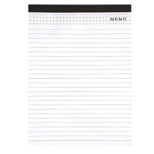 A4 tearable notebook with a paper cover, open to show ivory white gridded pages.