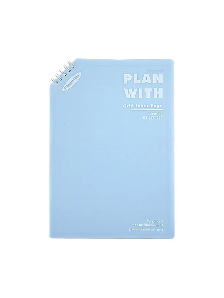 Artsy Ins Style Salt Series oblique angle student draft notebook showing white and blue plaid cover options.
