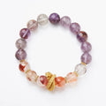 Handmade purple ghost quartz bracelet with 10mm beads featuring traditional nine purple motif and Chinese prosperity designs