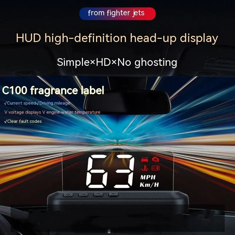 Black Car Mounted Display with 2.0 inch screen showing speed projection
