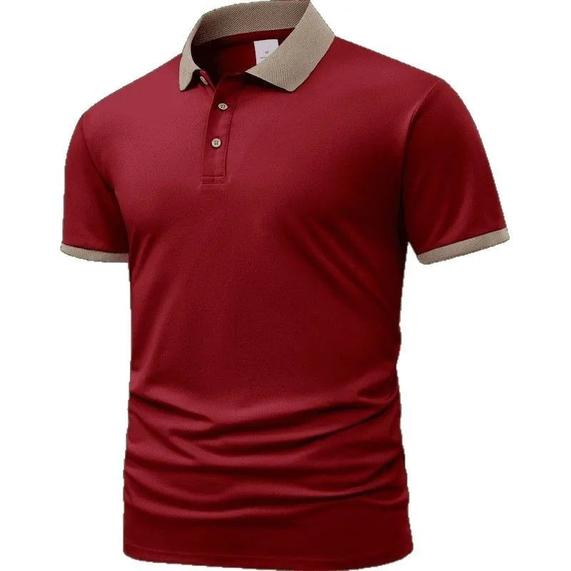 Men's short sleeve polo shirt with flocking print in ice silk fabric available in multiple colours