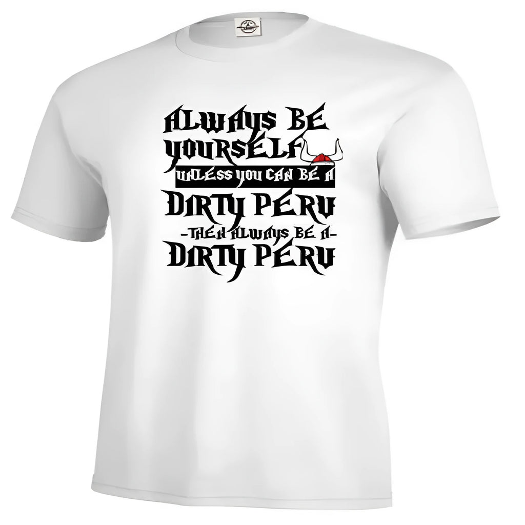 Men's white printed short sleeve T-shirt with straight cut design