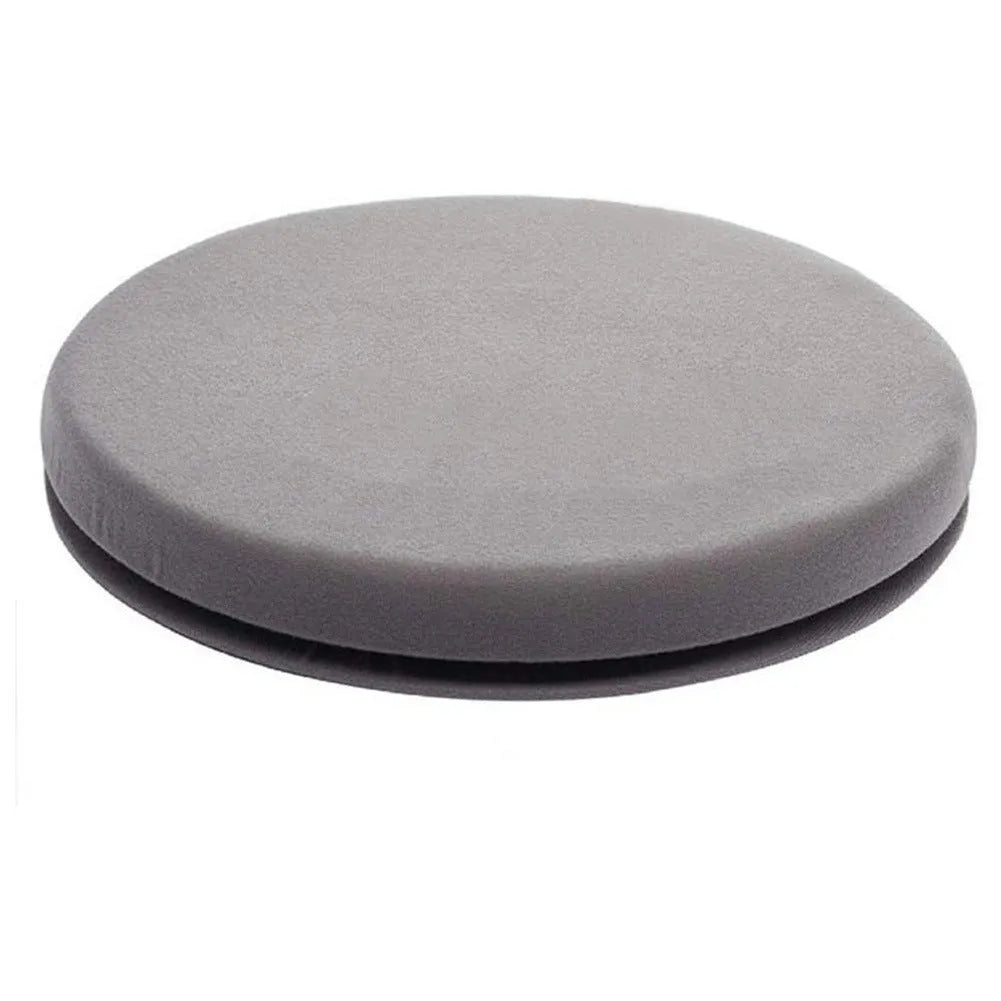 360-degree rotating car seat cushion with a non-slip base, showing short plush cloth cover.