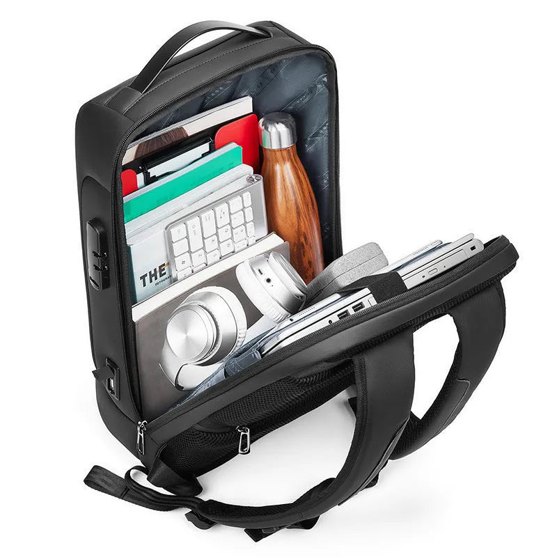 Men's 50L business travel backpack in Oxford cloth with waterproof anti-theft features and air pillow straps