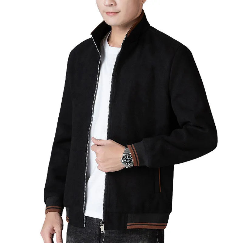 Men's grey sports-style fleece jacket with long sleeves and a stick pocket.