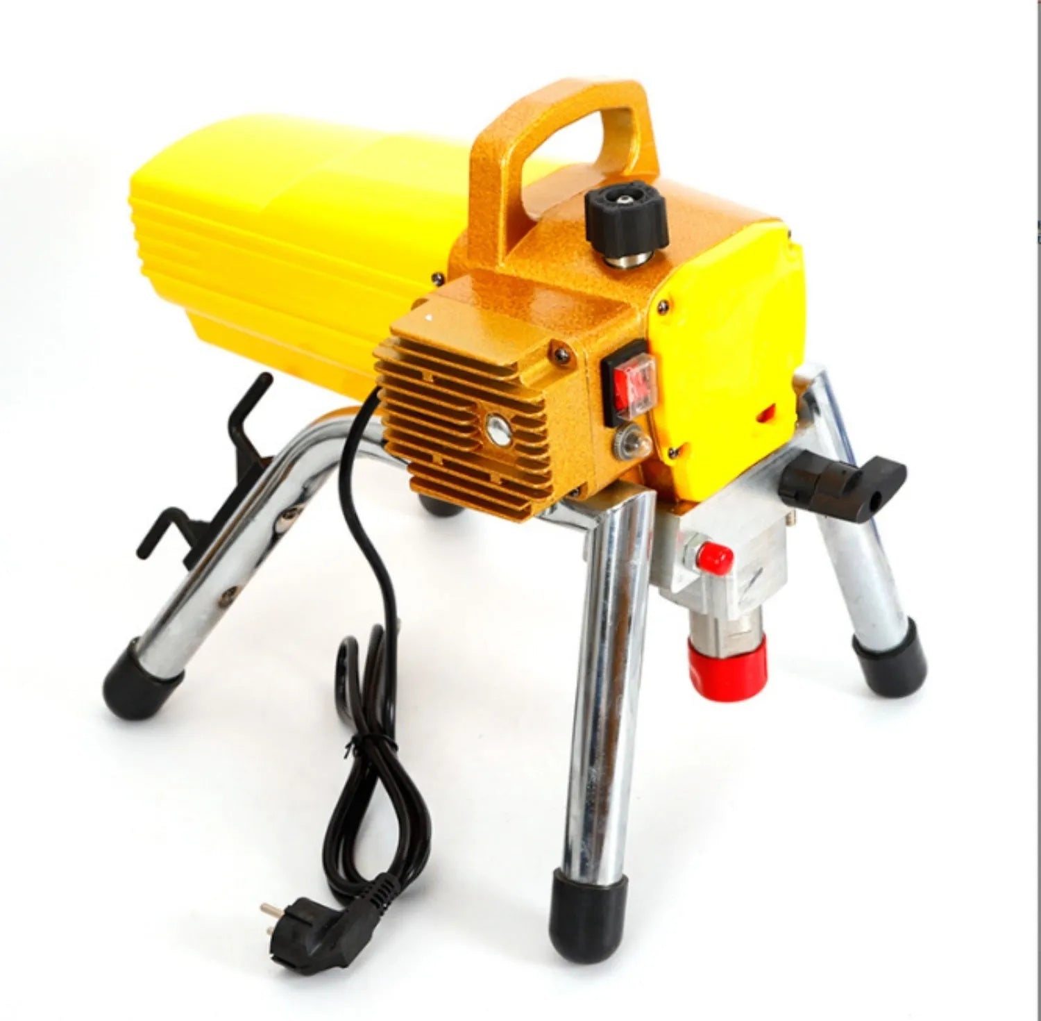 Blue portable electric airless paint sprayer kit with spray gun and extension rod