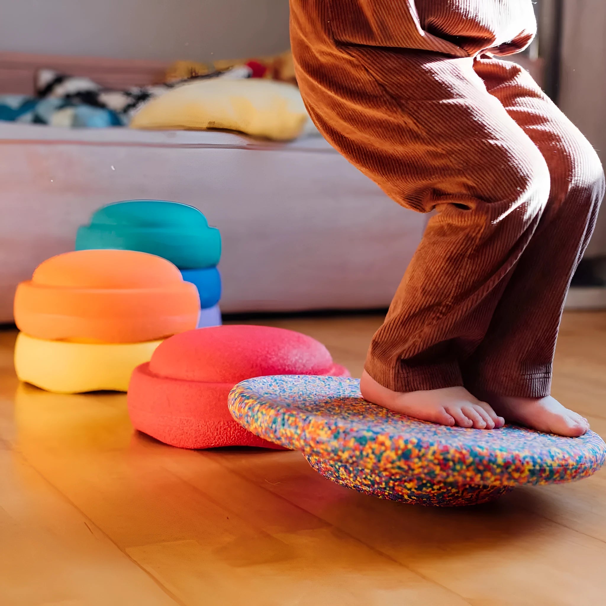 Plastic surf balance board for children with wood grain design in mixed colours