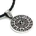 Lunavin ODing logo alloy pendant necklace with adjustable chain and leather rope in antique silver finish
