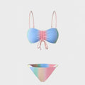 Women's lace up triangle bikini swimsuit with adjustable front and colour matching design