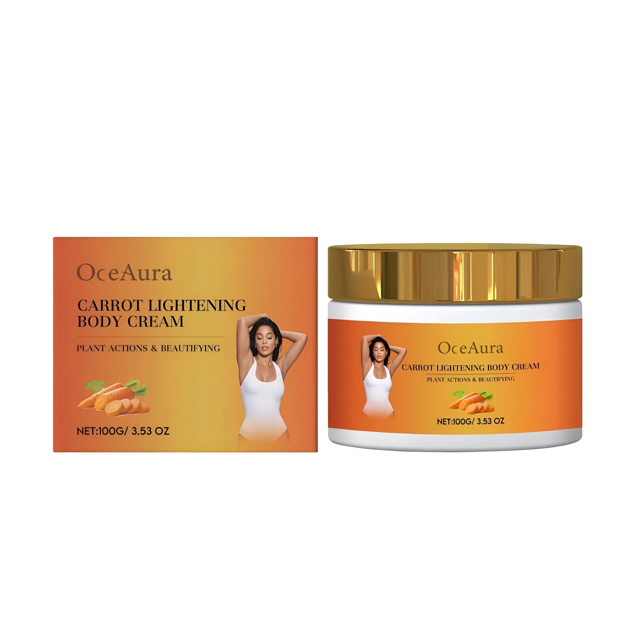 100g tube of carrot lightening body cream with natural extracts including licorice root and vitamin C