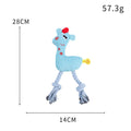 Blue deer-shaped plush pet toy with corn grain texture and squeaker sound feature
