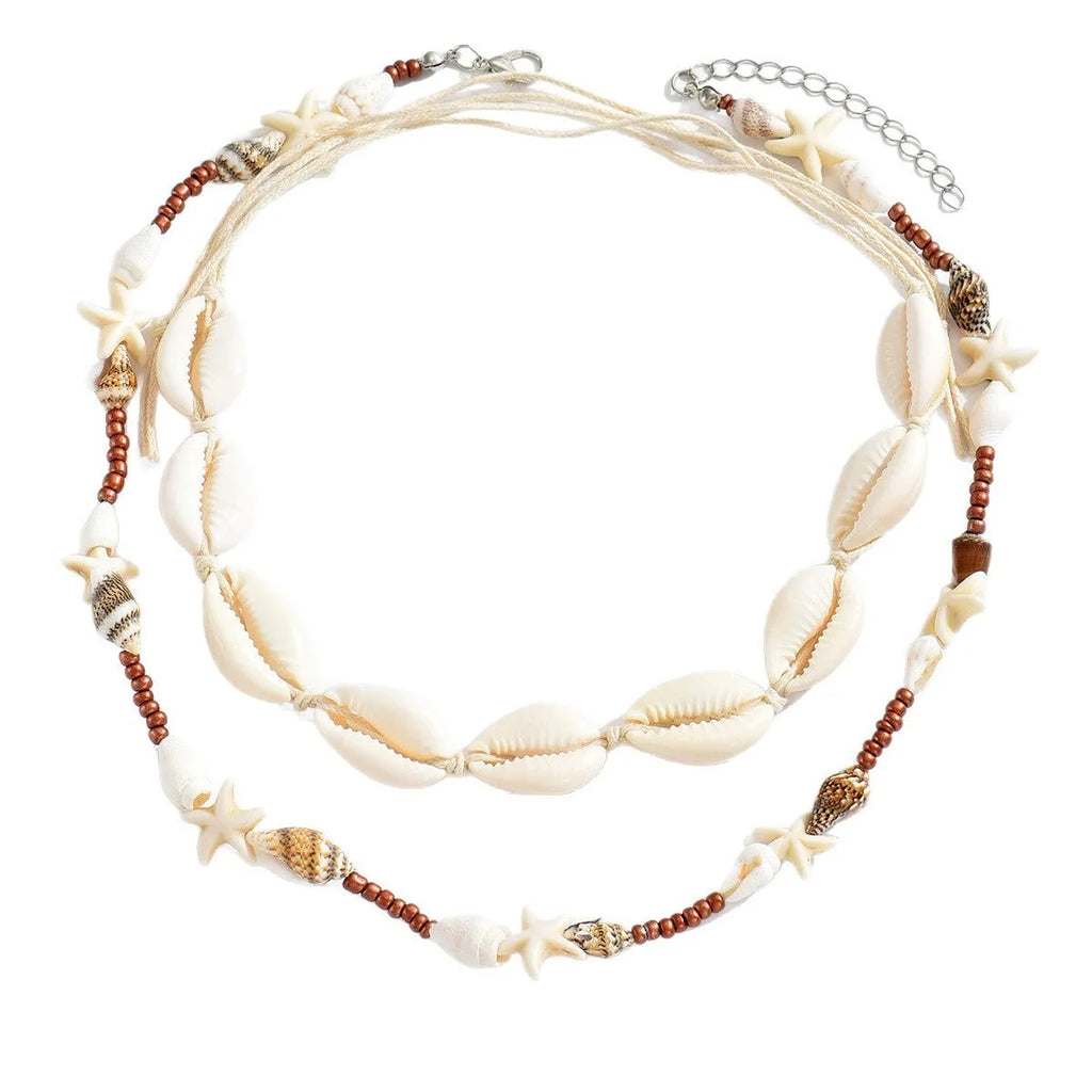 Women's geometric shell necklace with handmade pendant on regular chain, colour X1900
