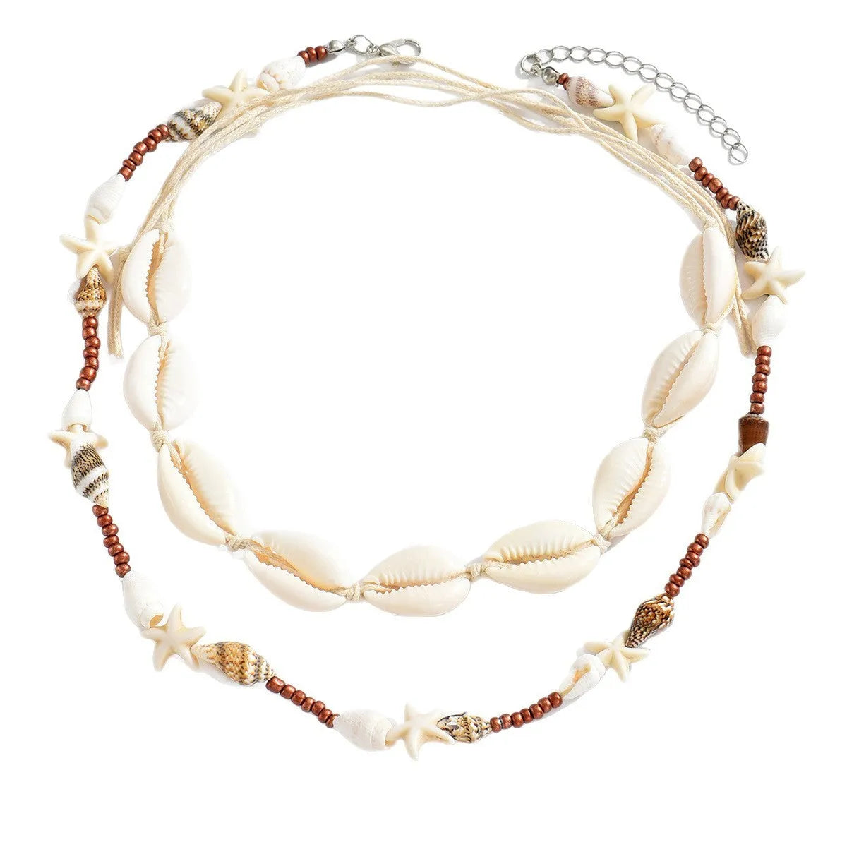 Women's geometric shell necklace with handmade pendant on regular chain, colour X1900