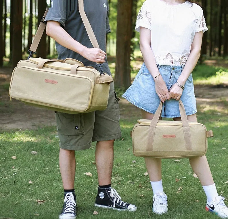 Outdoor camping tableware kit with Oxford cloth storage bag for 5-6 person groups