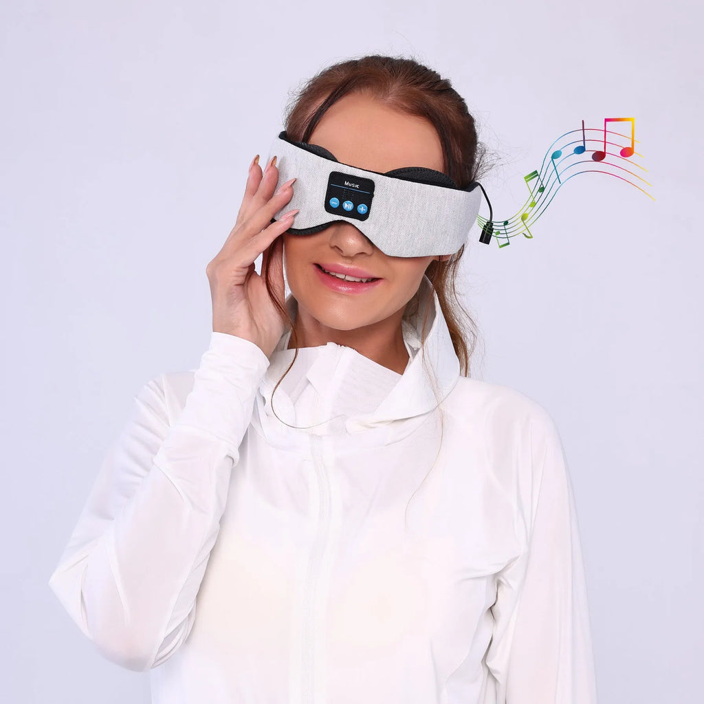 Grey outline Bluetooth sleeping eye mask for pressure-free sleep with long eyelashes