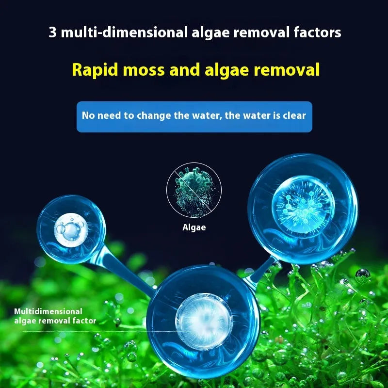 Bottle of ecological algae removal King liquid algaecide for freshwater fish tank and pond green algae control